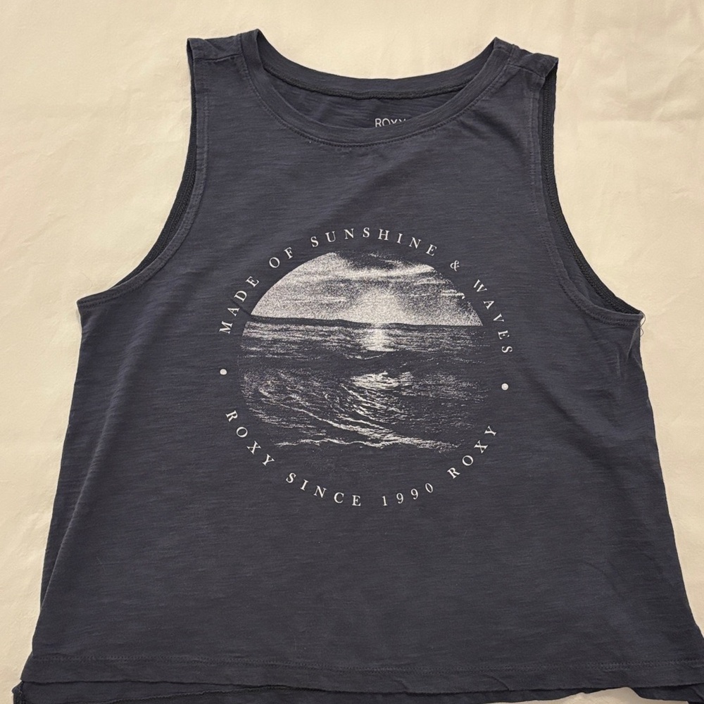 Roxy Charcoal/Blue Graphic Sleeveless Tank Top